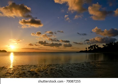 Beautiful Sunset On A Thai Beach, Ko Pha Ngan.