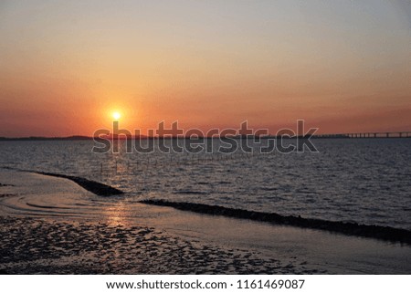 Beautiful sunset on the west sea(yellow sea) in South Korea