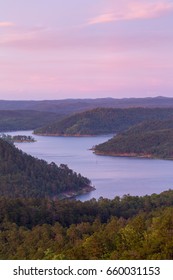 A Beautiful Sunset Over Broken Bow Lake, Oklahoma.