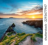 Beautiful sunset over Dunquin Pier on the Dingle Peninsula in County Kerry on the west coast of Ireland