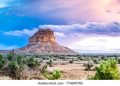 Beautiful Sunset Over A Golden Fajada Butte