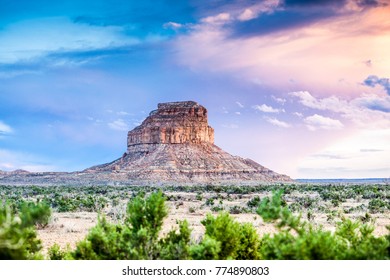 Beautiful Sunset Over A Golden Fajada Butte