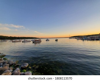 Beautiful sunset over Lake Geneva, Wisconsin
