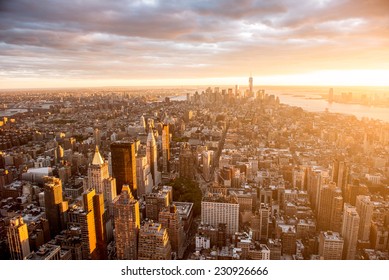 Beautiful sunset over Manhattan