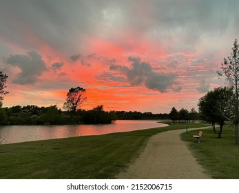 A Beautiful Sunset Over A Park In Southeast Texas.