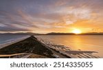 Beautiful Sunset over the River,Beautiful sky background - Sunset Sunrise sky with light clouds and real sun