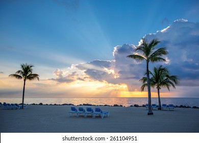 Beautiful sunset over water on Key Largo, Florida, USA