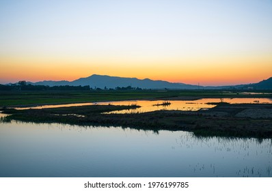 Beautiful Sunset At Pobitora Wildlife Sanctuary.