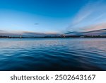 The beautiful sunset reflecting on lake burley griffin, Canberra, in the evening