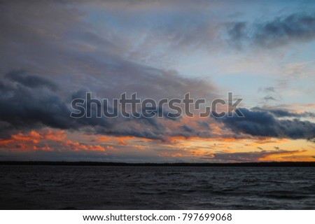beautiful  sunset reflection of water