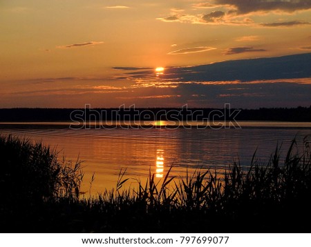 beautiful  sunset reflection of water