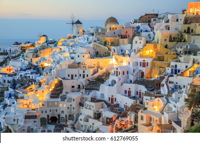 Beautiful sunset in Santorini, Greece - Shutterstock ID 612769055