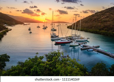 Beautiful sunset scene on the island of Virgin Gorda in BVI