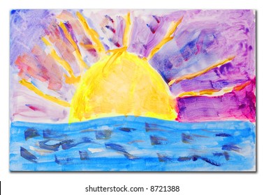 Beautiful Sunset Scene Painting, Child Artwork