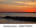 The Beautiful sunset in the shore of Newport, Rhode Island, USA