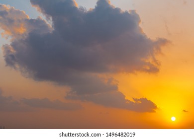 Beautiful sunset sky clouds with dramatic light in Korea.