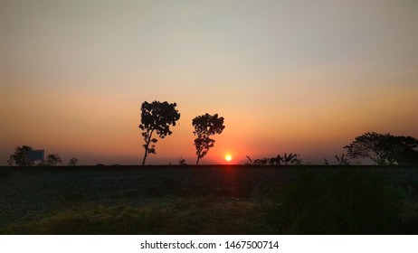 Beautiful Sunset At Sragen, Central Java, Indonesia 