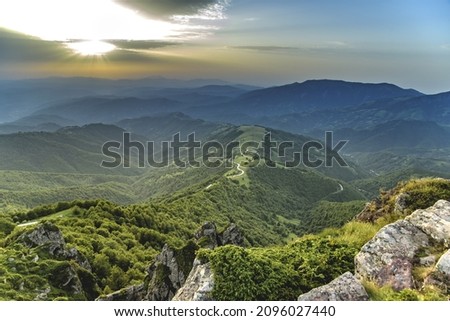 A beautiful sunset in Stara planina mountains in Serbia