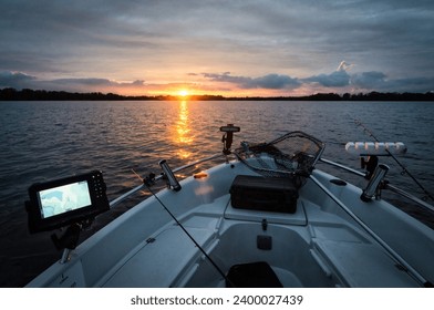 Beautiful sunset under the boat fishing session - Powered by Shutterstock