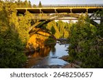 Beautiful sunset view of the Gooseberry River Bridge at Gooseberry Falls State Park