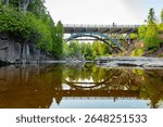 Beautiful sunset view of the Gooseberry River Bridge at Gooseberry Falls State Park
