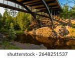 Beautiful sunset view of the Gooseberry River Bridge at Gooseberry Falls State Park