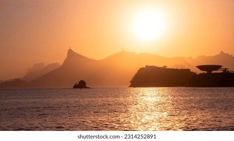 Beautiful sunset view next to the Cristo Redentor Monument in Rio de Janeiro, Brazil. - Shutterstock ID 2314252891