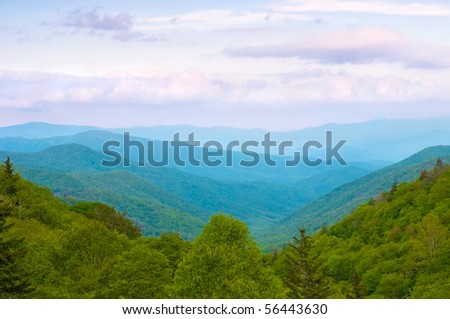 Beautiful sunset view of the Smoky Mountains