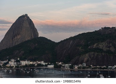 Beautiful Sunset View To Sugar Loaf Mountain In Rio De Janeiro, Brazil