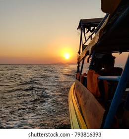 Beautiful sunset while boating