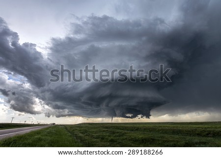 Beautiful supercell and tornado in the Great Plains