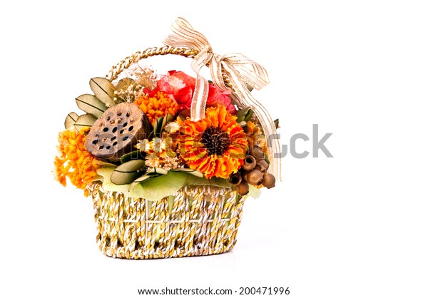 Beautiful Sweet Bouquet Flower Gold Basket Stock Photo Edit Now