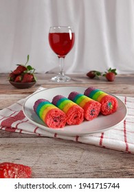 Beautiful Sweet Rainbow Roll Cake