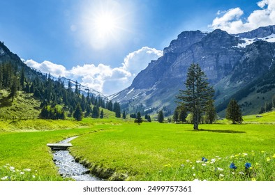 Beautiful Swiss landscape in spring