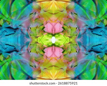 beautiful symmetrical pattern when viewing an object in a kaleidoscope