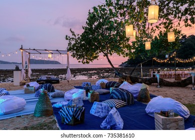 Beautiful Table Set Up By The Beach