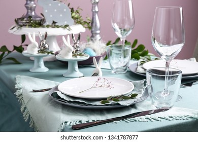Beautiful table set for Easter celebration