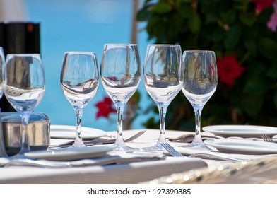 Beautiful Table Setting In A Beach Restaurant