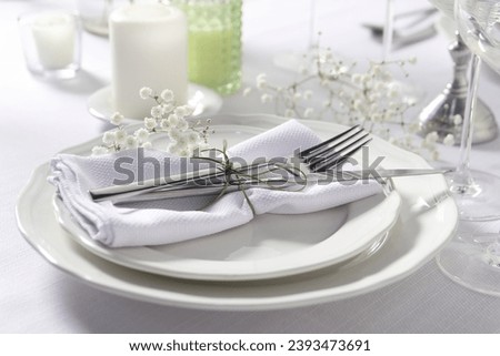Similar – Image, Stock Photo Elegant spring table setting with nest and eggs