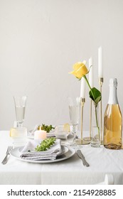 Beautiful Table Setting For Romantic Dinner For Two