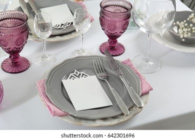 Beautiful Table Setting With Silver Cutlery