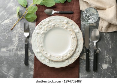 Beautiful Table Setting With Stylish Plate