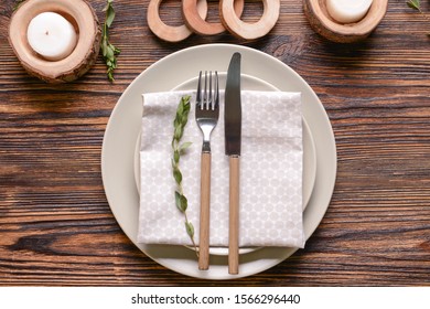 Beautiful table setting, top view