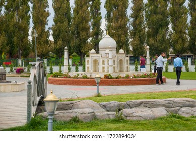 Beautiful Taj Mahal In Agra, India. Miniatures In The Sazova Park Or Science Art And Culture Park. Turkey, Eskisehir