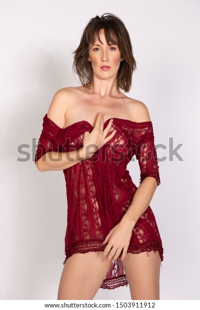 Beautiful Tall Brunette Standing Nude Under Stock Photo Shutterstock