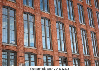 Beautiful Tall Windows Spread Across Old New England Mill Building: Clinton, Massachusetts