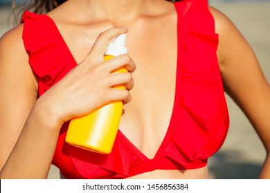 Beautiful Tanned Female Fitness Big Boobs Stock Photo