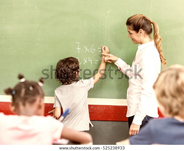 Beautiful Teacher Mixed Race Classroom Stock Photo (edit Now) 525238933