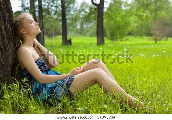 Beautiful Teen Girl Blue Dress On Stock Photo (Edit Now) 57093934