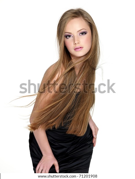 Beautiful Teen Girl Smooth Long Straight Stockfoto Jetzt